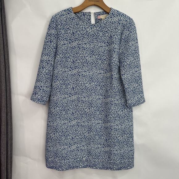 Ted Baker Blue Shift Dress Sz 2 US 4-6 Travel Coastal Blue Stretch Fish Print - Picture 1 of 10
